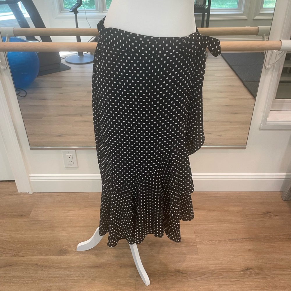 Max Studio Polka Dot Wrap Skirt - Black and White